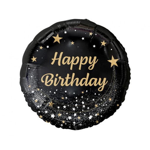 Picture of HAPPY BIRTHDAY FOIL BALLOON 18 INCH BLACK & GOLD